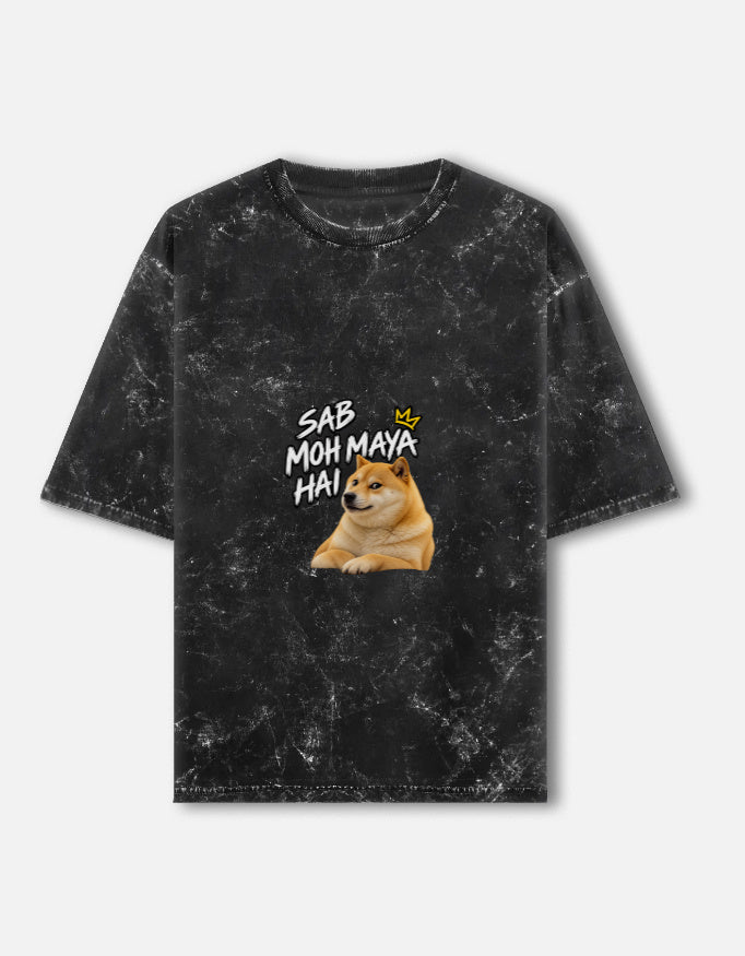 Unisex acid washed oversized tee with faded vintage finish and relaxed fit