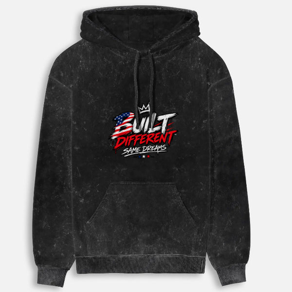Unisex acid washed hoodie with faded finish and kangaroo pocket