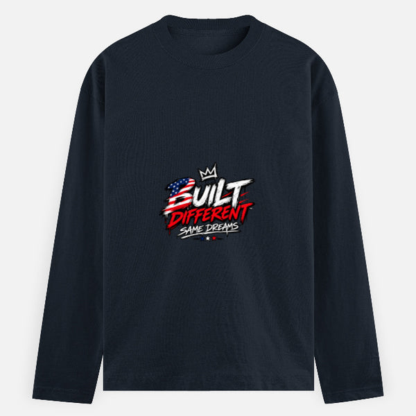 Men's full sleeve t-shirt in solid black with crew neck, slim casual fit
