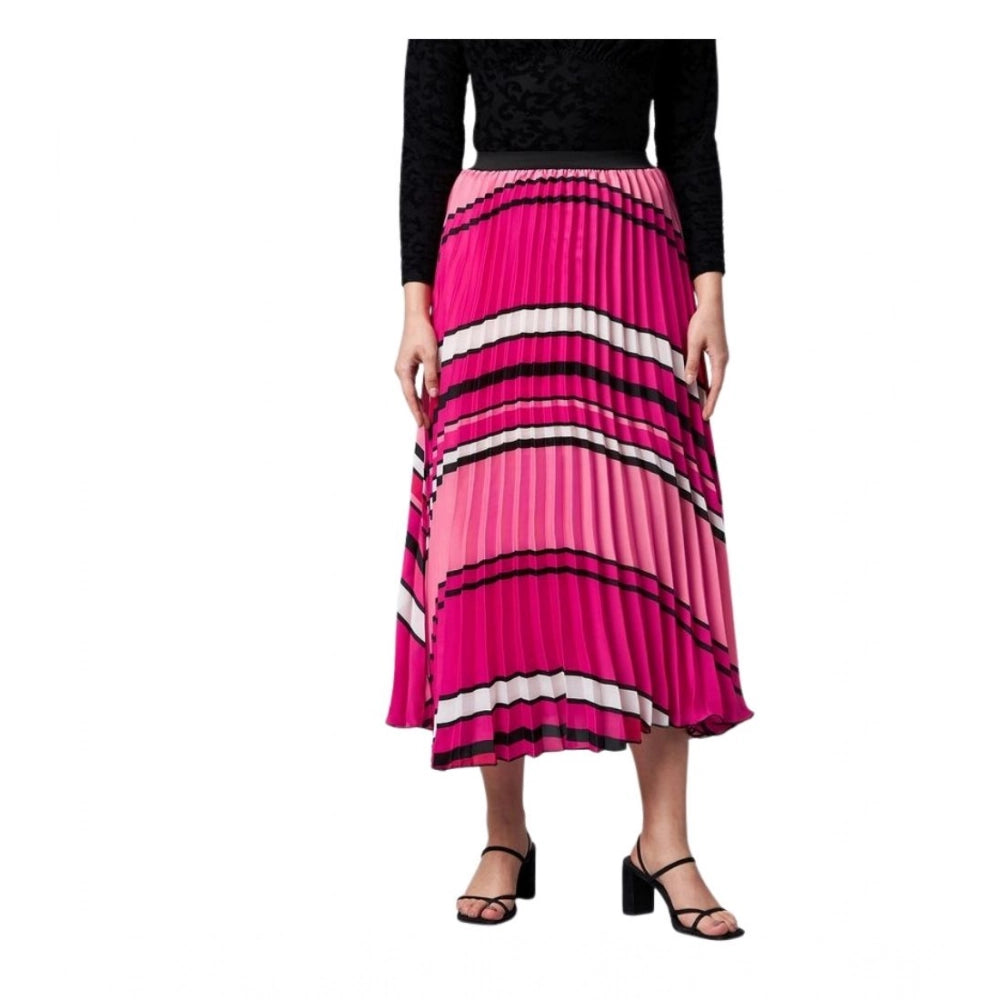 Women's Satin Pleated Elasticated Skirt – Pink