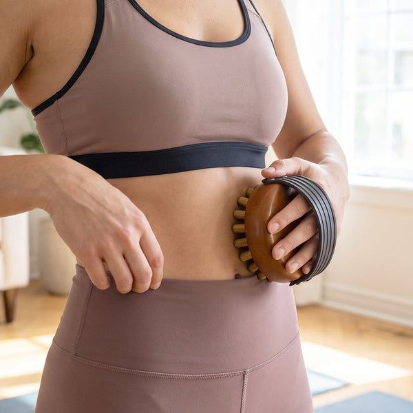 Wooden Body Massager Brush – Handheld with Adjustable Strap